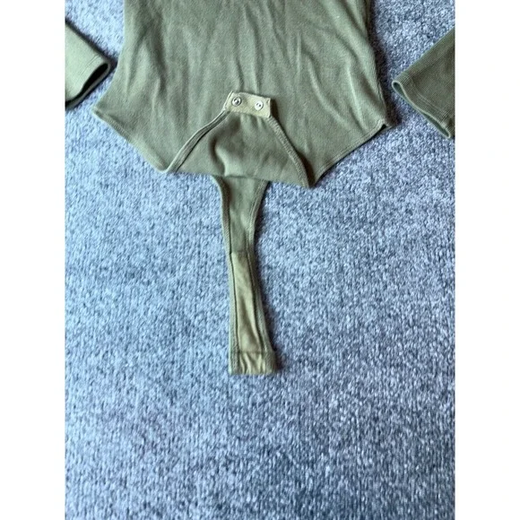 Lovers and Friends Bodysuit Women XXS Green Long Sleeve Basic Minimalist 2XS - Picture 3 of 9